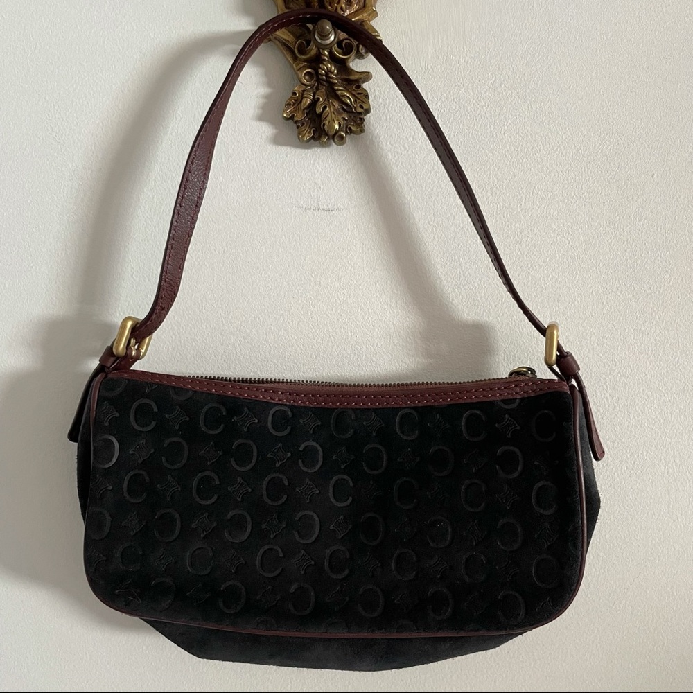 Celine sac pochette suede leather shoulder bag